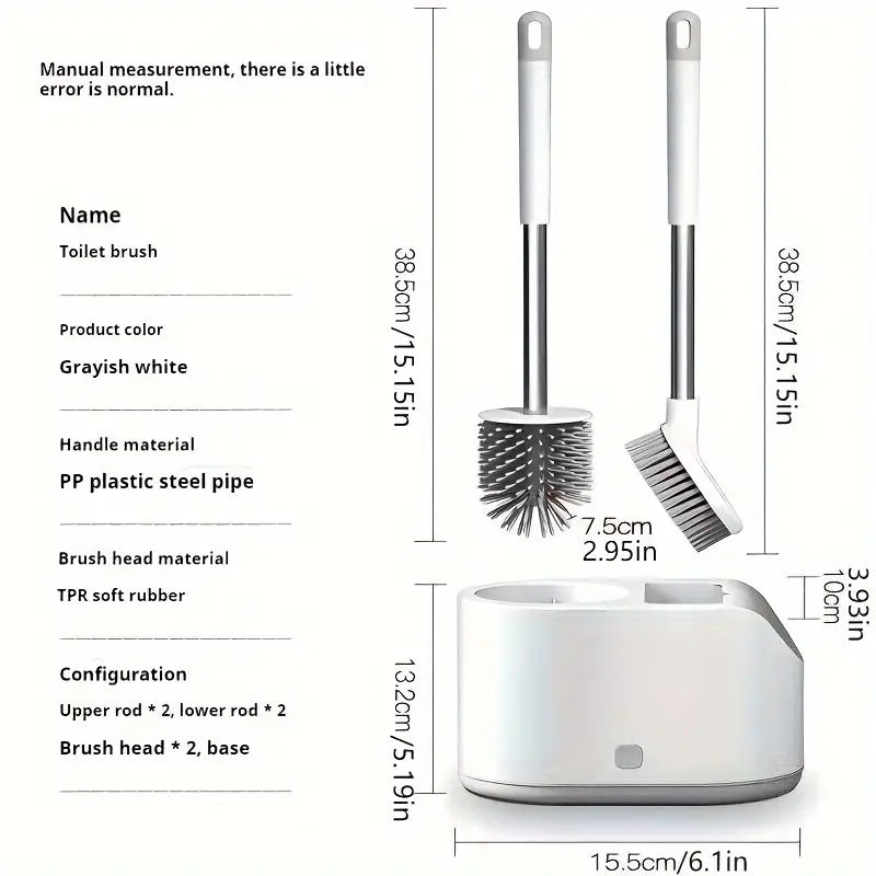 Set kombinirane četke za WC: Zidna montaža, duga ručka, bez bušenja, bez baterija, prikladno za čišćenje WC-a