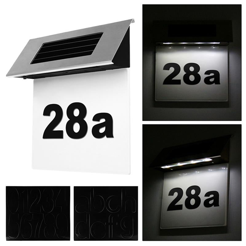 Kućni broj od inoxa, sa LED rasvjetom i solarnom strujom