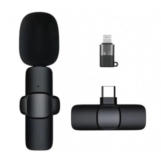 K8 bežični mikrofon Lavalier Type USB Type C/iPhone ili Android konektor, crni